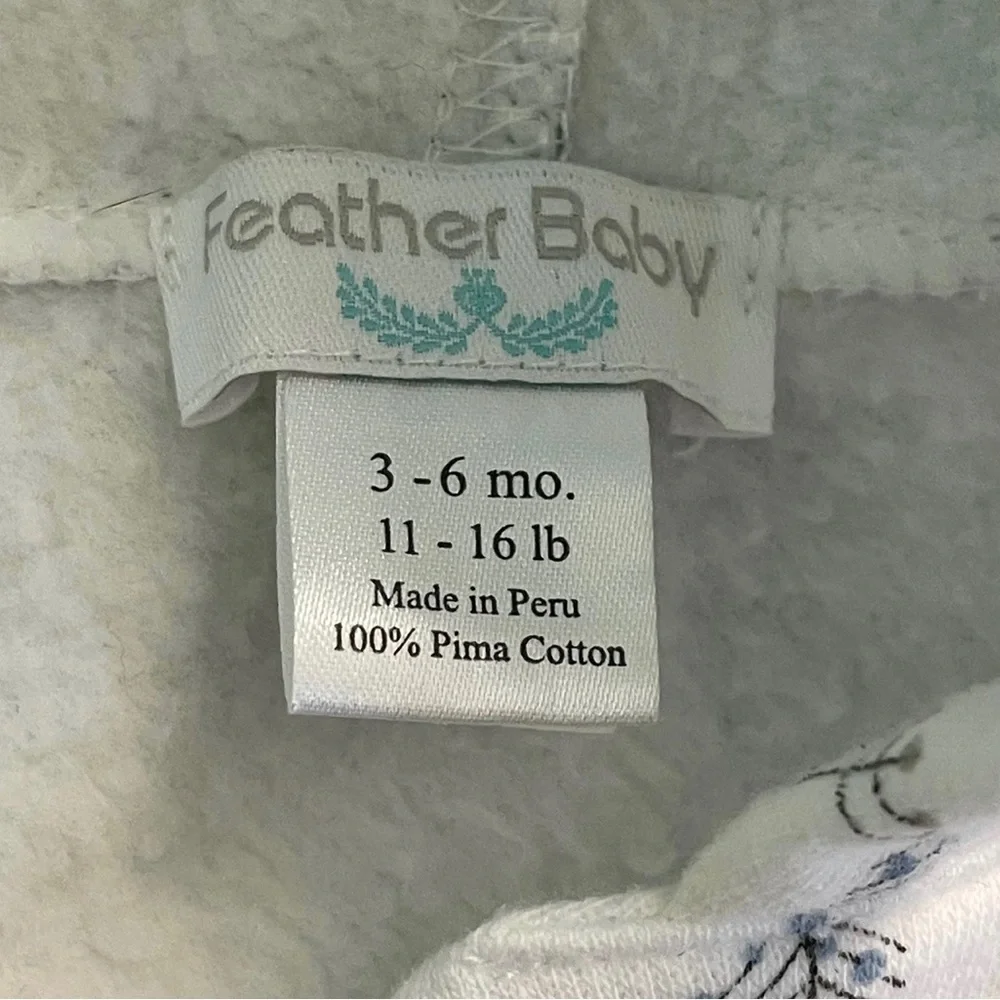 Feather Baby Woodland Deer and Trees Pima Cotton 3-6m Hooded Coverall Romper - Picture 6 of 6
